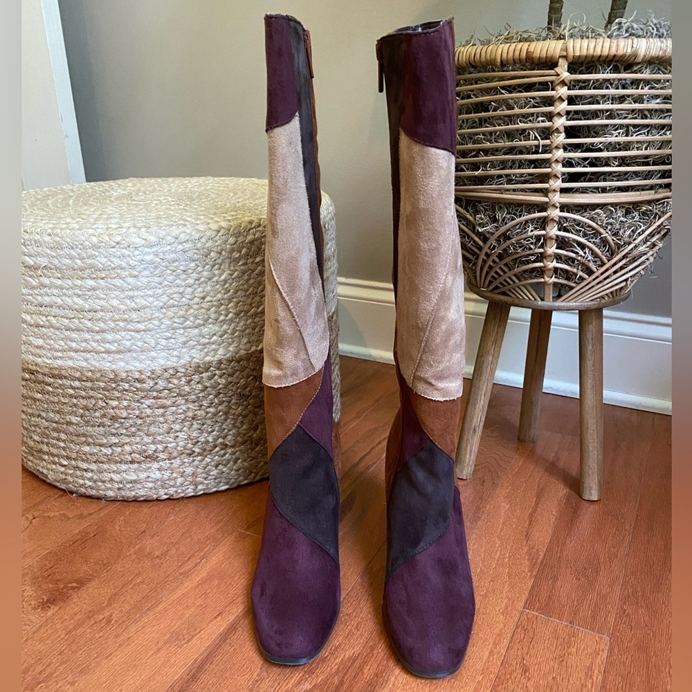 Patchwork Design Knee-High Boots - image 3